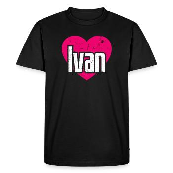 I Love Ivan Pink Heart I Love Ivan - Men's Premium Organic T-Shirt - black - Front - Nico (187cm)