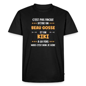 Handsome guy and kiki at the same time - Men's Premium Organic T-Shirt - black - Front - Nico (187cm)