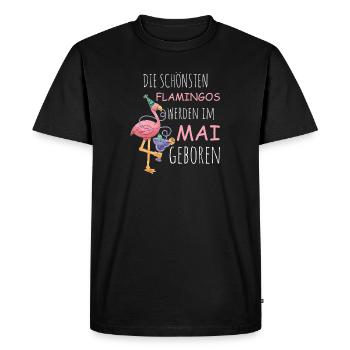 Anniversaire de mai, Flamingo disant drôle - T-shirt Premium bio Homme - noir - Devant - Nico (187cm)
