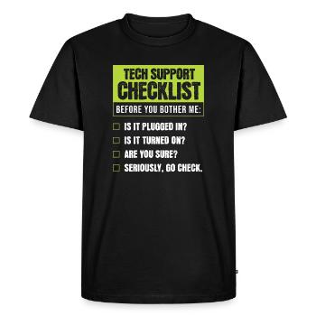 Tech Support Humor Checklist for Everyday Troubles - Men's Premium Organic T-Shirt - black - Front - Nico (187cm)