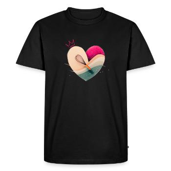 Heart with Crown - Baking - Men's Premium Organic T-Shirt - black - Front - Nico (187cm)