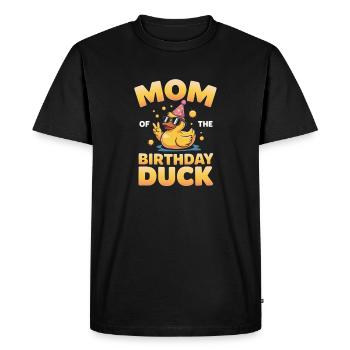 Mom of the Birthday Duck - Men's Premium Organic T-Shirt - black - Front - Nico (187cm)
