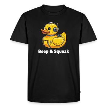 Beep & Squeak Robot Duck - Men's Premium Organic T-Shirt - black - Front - Nico (187cm)