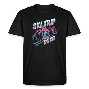 Ski Travel 2026 Neon Retro - Men's Premium Organic T-Shirt - black - Front - Nico (187cm)