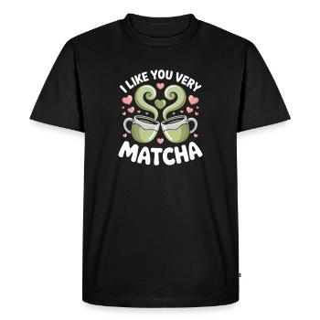 Thé matcha dit thé vert comme toi, très matcha - T-shirt Premium bio Homme - noir - Devant - Nico (187cm)