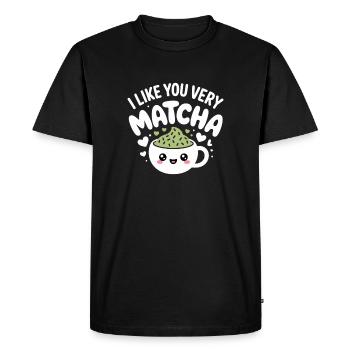 Thé matcha dit thé vert comme toi, très matcha - T-shirt Premium bio Homme - noir - Devant - Nico (187cm)