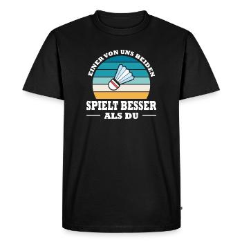 Badminton Player Gifts Badminton Outfits - Men's Premium Organic T-Shirt - black - Front - Nico (187cm)