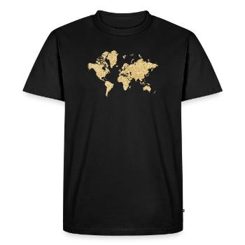 Carte du monde : décor floral beige - T-shirt Premium bio Homme - noir - Devant - Nico (187cm)