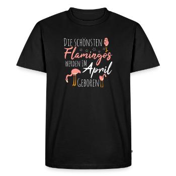 Anniversaire d’avril : Flamant rose qui dit drôle - T-shirt Premium bio Homme - noir - Devant - Nico (187cm)