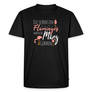 Anniversaire de mars, Flamingo disant drôle - T-shirt Premium bio Homme - noir - Devant - Nico (187cm)
