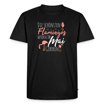 Anniversaire de mai, Flamingo disant drôle - T-shirt Premium bio Homme - noir - Devant - Nico (187cm)
