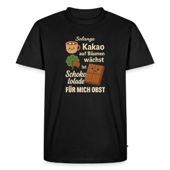 Le chocolat est un fruit – Motif drôle de cacao - T-shirt Premium bio Homme - noir - Devant - Nico (187cm)