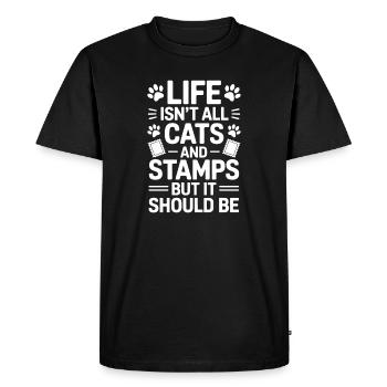 Stamps Saying Cat Joke Stamps Gift - Men's Premium Organic T-Shirt - black - Front - Nico (187cm)