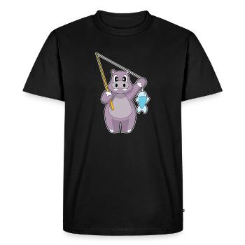 Pêche au poisson hippopotame pêcheur - T-shirt Premium bio Homme - noir - Devant - Nico (187cm)