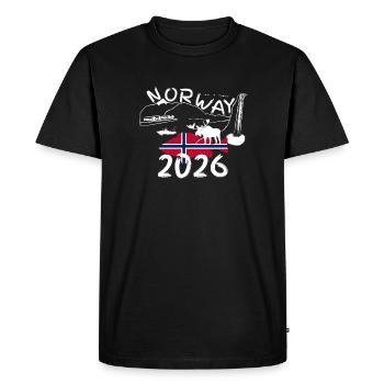 Norvège 2026 Redfish avec la pêche en montagne et à l’orignal - T-shirt Premium bio Homme - noir - Devant - Nico (187cm)