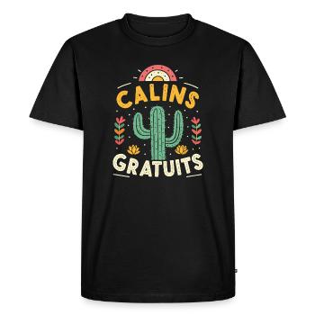 Free Cacti and Hugs - Men's Premium Organic T-Shirt - black - Front - Nico (187cm)