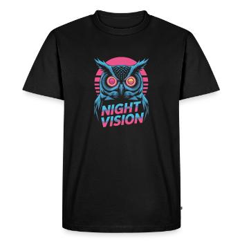 Night Vision Owl Retro Night Gaming - T-shirt Premium bio Homme - noir - Devant - Nico (187cm)