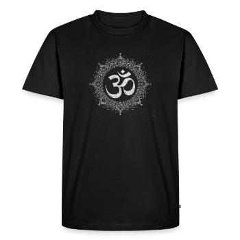 Om Mandala – Spiritual Chalk Art in Vintage St - Men's Premium Organic T-Shirt - black - Front - Nico (187cm)