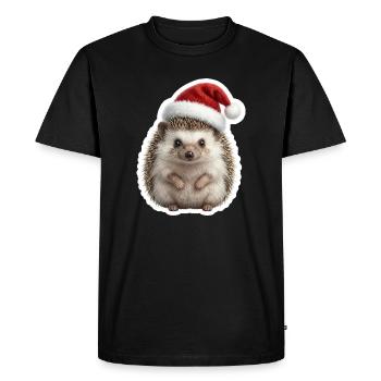 Hedgehog with soft cap - Men's Premium Organic T-Shirt - black - Front - Nico (187cm)