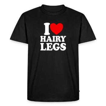 I Love Hairy Legs (Red Heart) – Funny - Men's Premium Organic T-Shirt - black - Front - Nico (187cm)