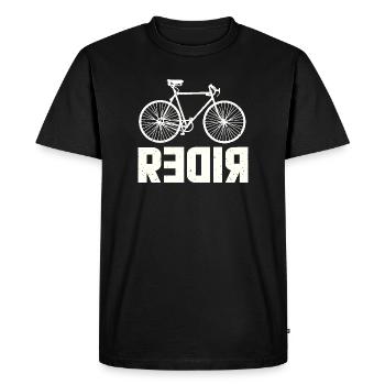 RIDER motif with reversed R - Funny Biker - Men's Premium Organic T-Shirt - black - Front - Nico (187cm)