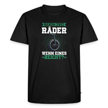 Why two wheels when one is enough - Men's Premium Organic T-Shirt - black - Front - Nico (187cm)