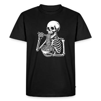 Skeleton Slurping Noodles - Men's Premium Organic T-Shirt - black - Front - Nico (187cm)