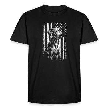 Grey Dog with Stars Stripes - Men's Premium Organic T-Shirt - black - Front - Nico (187cm)