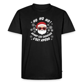 Noël Apéro Père Noël Fun - T-shirt Premium bio Homme - noir - Devant - Nico (187cm)