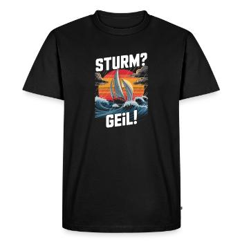 Tempête Vagues de voile excitées Régate du coucher du soleil - T-shirt Premium bio Homme - noir - Devant - Nico (187cm)