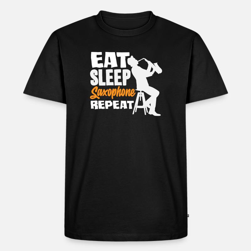 Eat Sleep Saxophone Repeat Saxophonist - Männer Premium Bio T-Shirt - Schwarz