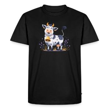 Funny cow with bell - Men's Premium Organic T-Shirt - black - Front - Nico (187cm)