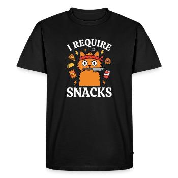 I Demand Snacks Funny Cat Lover Humor - Men's Premium Organic T-Shirt - black - Front - Nico (187cm)