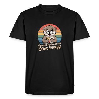 Humour de la loutre sur les snacks - T-shirt Premium bio Homme - noir - Devant - Nico (187cm)