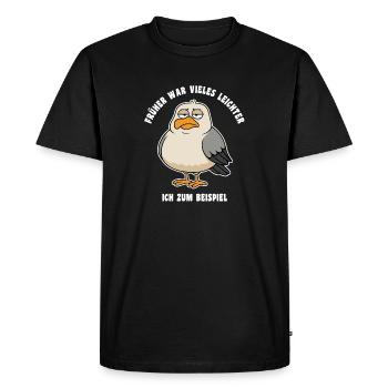 In the past, many things were easier - Seagull Saying - Men's Premium Organic T-Shirt - black - Front - Nico (187cm)