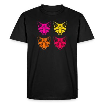 Colored foxes - Men's Premium Organic T-Shirt - black - Front - Nico (187cm)