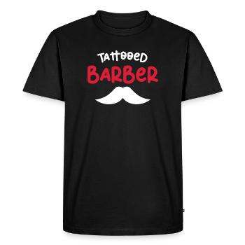 Tattooed Barber Mustache Design - Men's Premium Organic T-Shirt - black - Front - Nico (187cm)