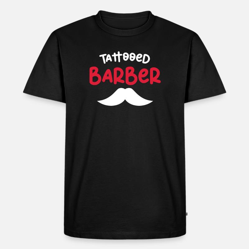 Tattooed Barber Mustache Design - Männer Premium Bio T-Shirt - Schwarz