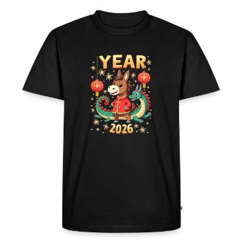 Nouvel An chinois du cheval 2026 - T-shirt Premium bio Homme - noir - Devant - Nico (187cm)