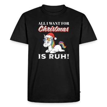 Licorne de Noël avec crinière arc-en-ciel - T-shirt Premium bio Homme - noir - Devant - Nico (187cm)