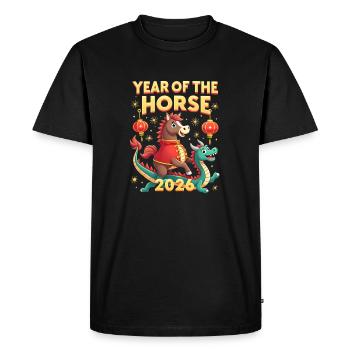 Nouvel An chinois du cheval 2026 - T-shirt Premium bio Homme - noir - Devant - Nico (187cm)