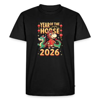 Nouvel An chinois du cheval 2026 - T-shirt Premium bio Homme - noir - Devant - Nico (187cm)