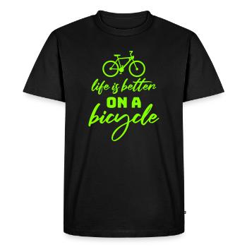La vie est meilleure à vélo. Cyclisme Sport - T-shirt Premium bio Homme - noir - Devant - Nico (187cm)