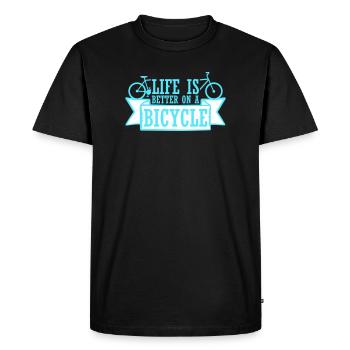 La vie est meilleure à vélo. Cyclisme Sport - T-shirt Premium bio Homme - noir - Devant - Nico (187cm)