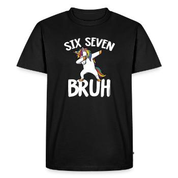 Dabbing Six Seven Unicorn with Rainbow - Men's Premium Organic T-Shirt - black - Front - Nico (187cm)