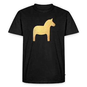 Dala Horse Gold Sweden Christmas Decoration Luxury - Men's Premium Organic T-Shirt - black - Front - Nico (187cm)