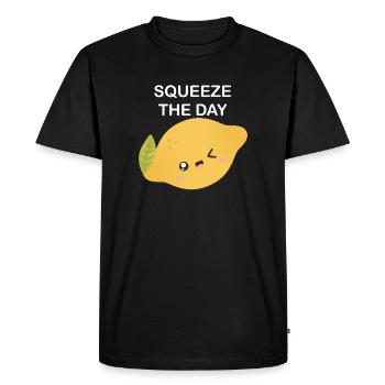 Squeeze the Day Lemon Charm - Men's Premium Organic T-Shirt - black - Front - Nico (187cm)