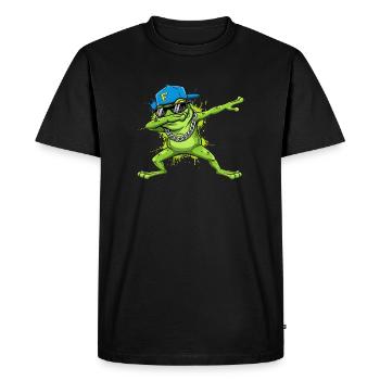 Hip-Hop Frog Dabbing Cartoon Design - Men's Premium Organic T-Shirt - black - Front - Nico (187cm)