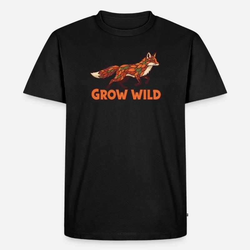 Waldfuchs Patchwork Grow Wild - Männer Premium Bio T-Shirt - Schwarz