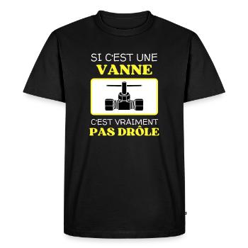 Une Vanne Pas Drôle - T-shirt Premium bio Homme - noir - Devant - Nico (187cm)